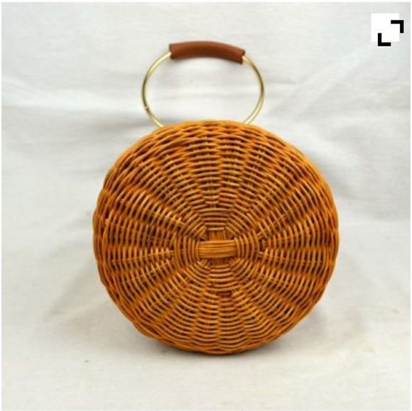 Small Wooden Wicker Crossbody Bag - Picture 4 of 6